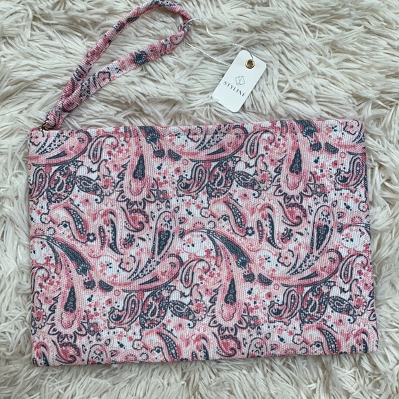 🎉2X HP🎉 Styliné Paisley Clutch Wristlet 💗 Pink & Gray - Picture 11 of 16